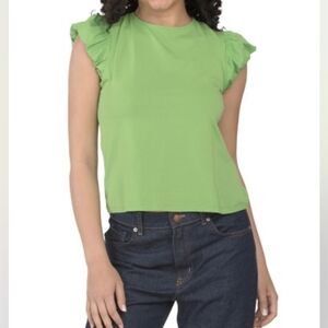 NWT - Nanette Lepore Cotton Blend  Poplin Bubble Sleeve Top w Bow Tie Back-Large